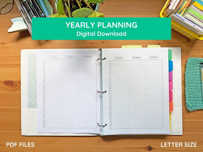 Printable Yearly Overview Letter Size Planner Pages - Etsy