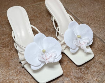 Handmade Orchid Flower Heels Sandals