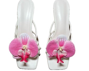 Handmade Orchid Flower Heels Sandals