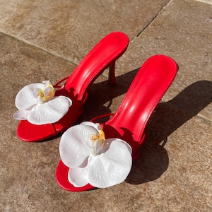 Weiße Orchidee rote Heels