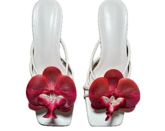 Handmade Orchid Flower Heels Sandals