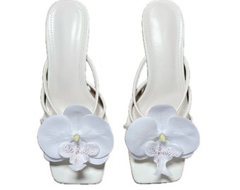 Handmade Orchid Flower Heels Sandals