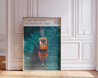 Vintage französisches Reisemagazin Poster / Bootfahren Dekor / Digital Download Sofortlieferung / Wandkunst