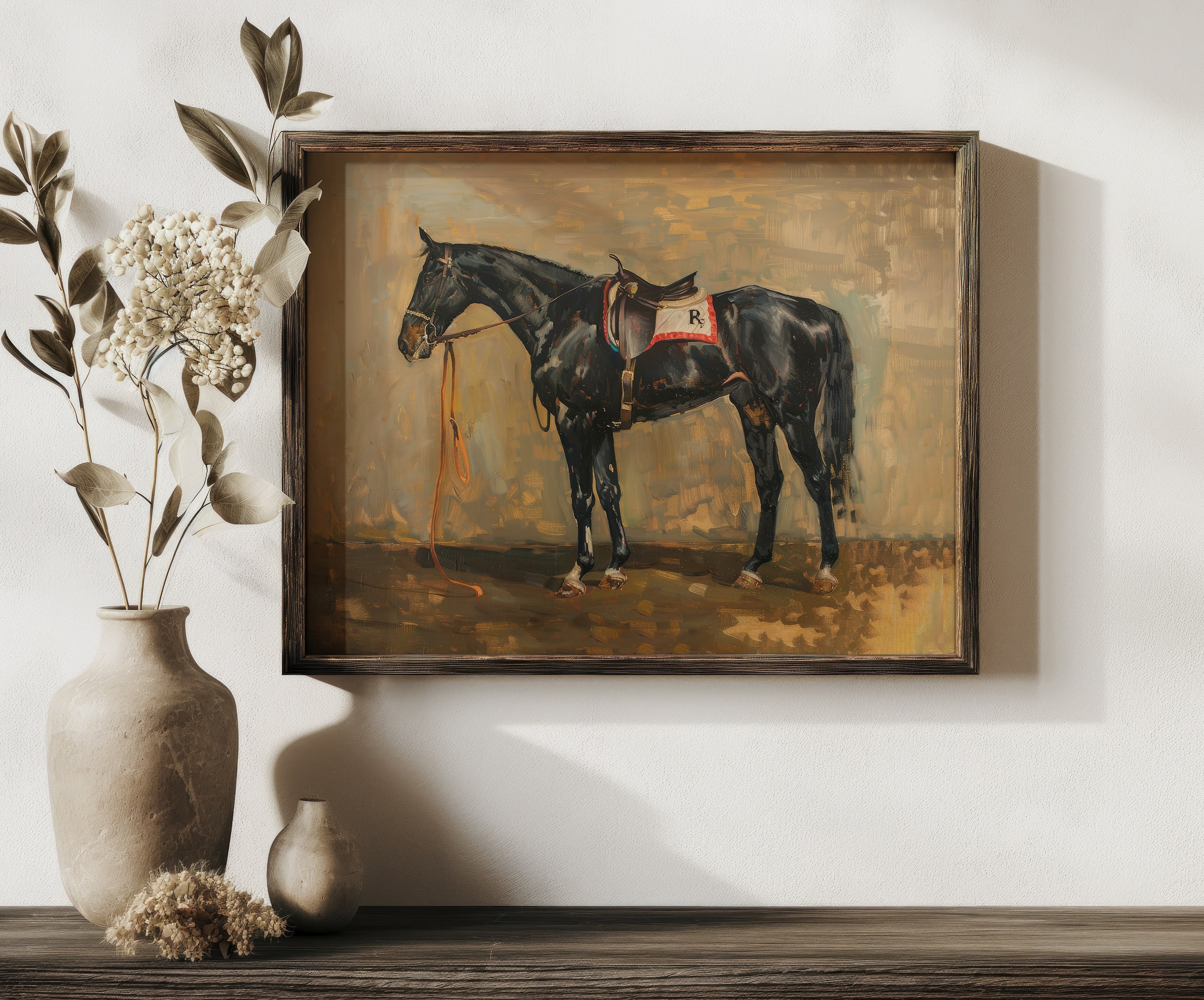 Vintage Horse Painting | Antique Equestrian | Farmhouse Decor | Animal ...