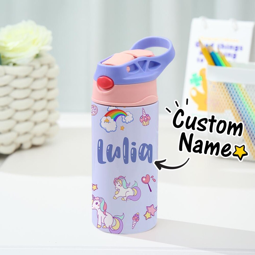Custom Name Rainbow Unicorn Stainless Steel Water Cup Children's Day ...