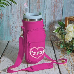 Personalisierte Wasserflasche Tragetasche für 40 Unzen Stanley Tumbler mit Straw Topper Pouch Geschenk, Barbie