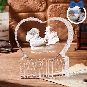 Custom Photo Crystal Sculpture Keepsake 3D Crystal Photo Heart Gift