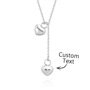 Personalized Gift Double Heart Ashes Urn Pendant Necklace with Name Jewelry Keepsake Memorial