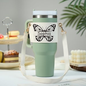Personalisierte Wasserflasche Tragetasche für 40 Unzen Stanley Tumbler mit verstellbarem Riemen Geschenk