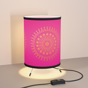 Mandala Tripod Lamp Boho Spiritual Decor, Soft Glow Lighting for Meditation, Yoga, Zen, Mindfulness, Create Calm Sacred Spaces