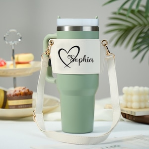 Personalisierte Wasserflasche Tragetasche für 40 Unzen Stanley Tumbler mit verstellbarem Riemen Geschenk für Sie