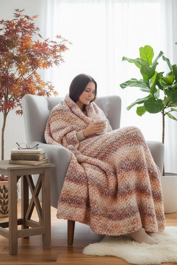THROW Crochet Patten Easy Crochet Blanket Pattern, from the Waves of Bliss Collection (Digital Download)