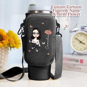 Personalisierte Cartoon Geburt Blume wasserdichte Flasche Tragetasche für 40 Unzen Stanley Tumbler Geschenk für Sie
