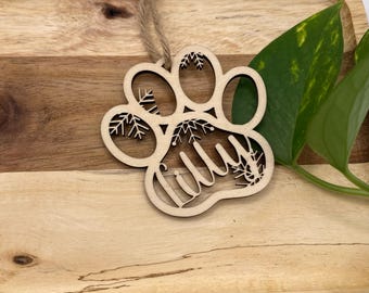Hundepfoten Baumschmuck mit Personalisierung, Weihnachtsbaumschmuck Hund Hundepfoten aus Holz Weihnachtsbaum Schmuck Weihnachtsgeschenk