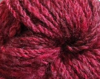 Raspberry Handspun Yarn 78 yards bulky 2 ply wool