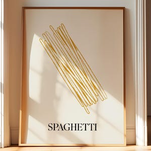 Spaghetti Illustrative Poster, Printable Pasta Illustration for Pasta Lovers, Kitchen Print, Italian Food Poster Artwork, Dining Room Decor