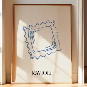 Ravioli Art Poster, Pasta Illustration for Pasta Lovers, Kitchen Print, Italian Food Poster Artwork, Dining Room Decor, Digital Download