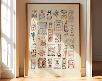 Arte de parede imprimível para despensa vietnamita | Decoração digital para cozinha