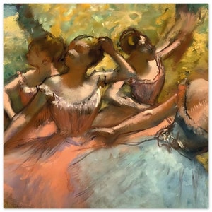 Vier ballerina's Edgar Degas Vintage Wall Art Print, impressionistisch balletdansdecor, beroemd meesterwerk meisjeskwekerij 25x25 cm / 10x10″