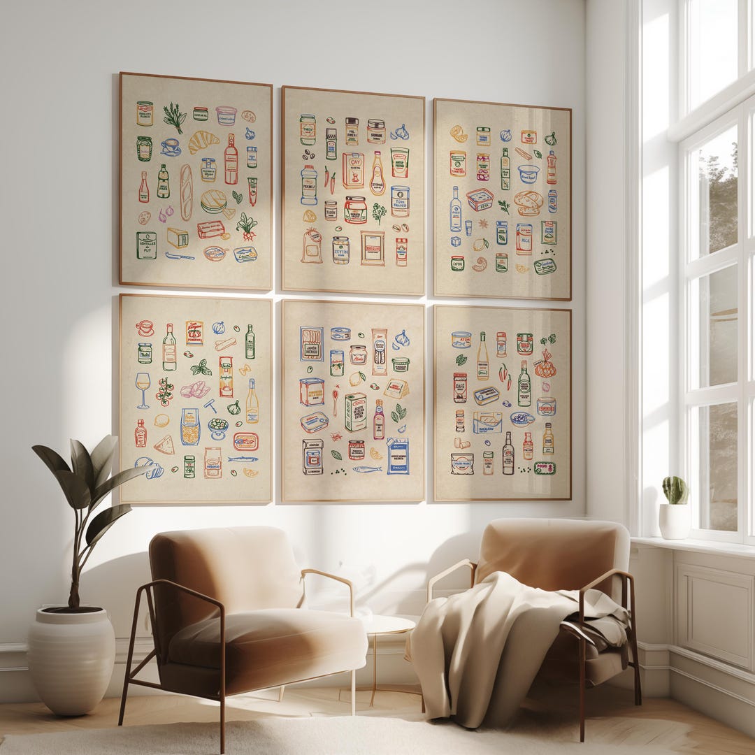 300 mediterranean kitchen posters bundle, retro café... Mediterranean Pantry Print Set of 6 | Portugal Spain Italy France ...