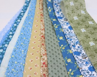 Blue Vintage Miniature Flower Jelly Roll Fabric Strips-10Precut Strips 2.3"*39.3"-100% Cotton