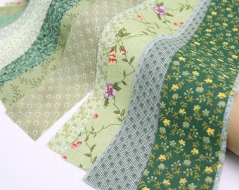 Green Vintage Miniature Flower Jelly Roll Fabric Strips-10Precut Strips 2.3"*39.3"-100% Cotton