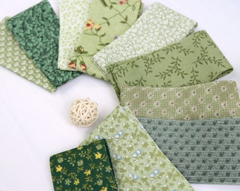 Green Vintage Miniaturre Flower Jelly Roll Fabric Strips-10 Precut Strips 2.3"*39.3"-100% cotton