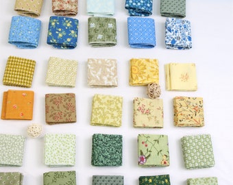 30 Strips,blue,green,yellow Miniature Flower Jelly Rolls,2.3"*39.3,Pre-cut cotton,for scrappy quilt