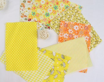Yellow and orange Vintage Miniature Flower Jelly Roll Fabric Strips-8 Precut Strips 7.8"*6"-100% Cotton