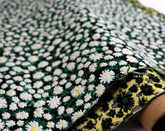 Daisy jacquard,Green daisy floral jacquard fabric,French fabric