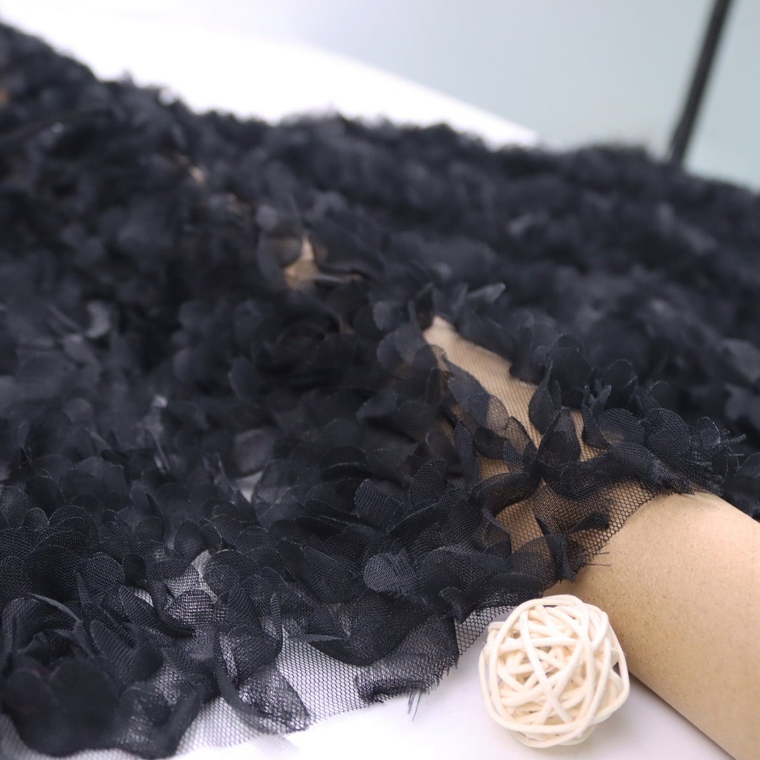 Black 3D Rose Flower Fabric,3d Chiffon Black Rose,tutu Fabrics,designer ...