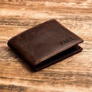 Benutzerdefinierte Echtleder Brieftasche, personalisierte Leder Brieftasche, Herren Brieftasche, Freund Geschenk für Männer, Geschenk für Papa, Geburtstagsgeschenk für ihn