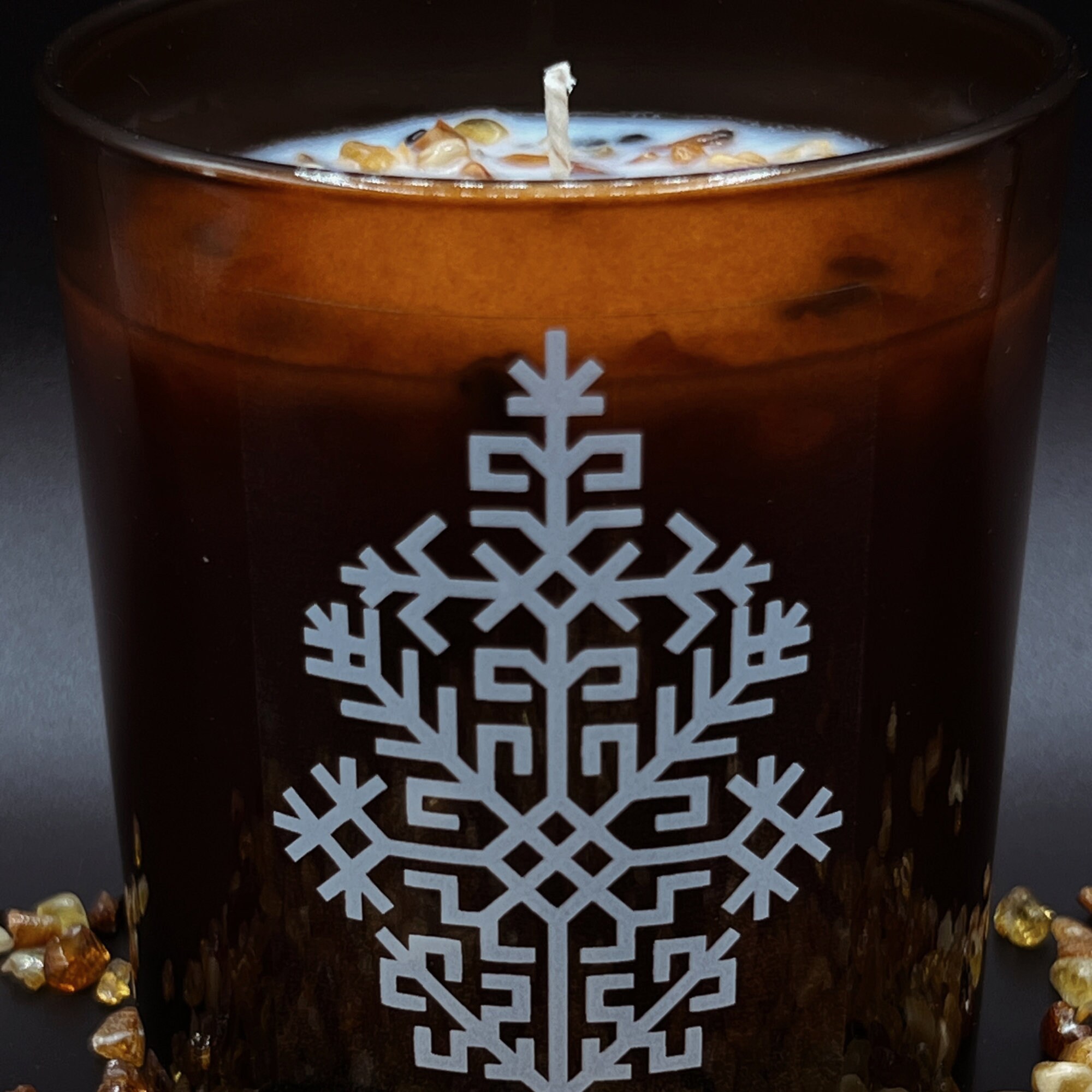 Latvian, Baltic Amber Crystals Infused Soy Wax Container Candle Pine ...