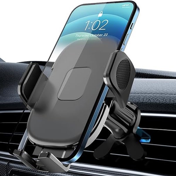 Car Phone Holder, Air Vent Car Phone Mount Cradle 360 Rotation, One Button Release Function, Super Stable Car Phone Holder