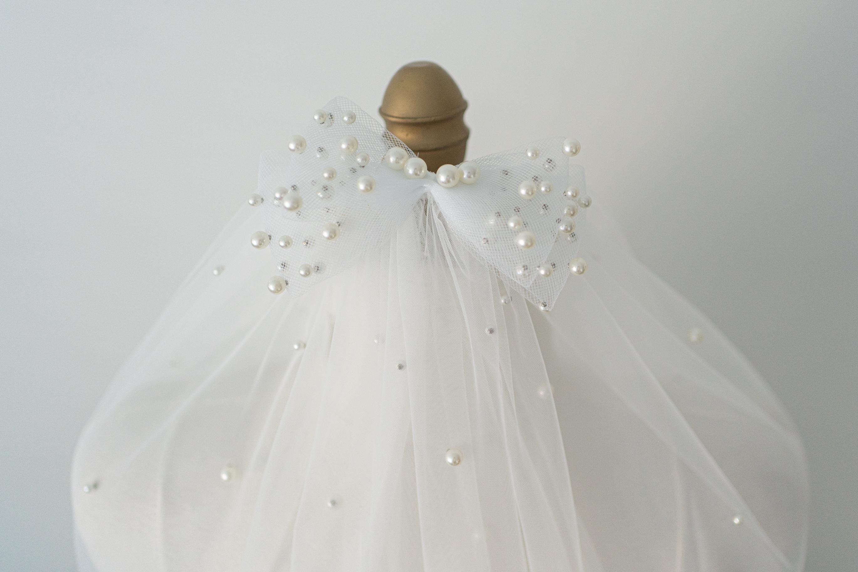 PEARL BOW VEIL - Veil With Comb, Pearl Bow Veil, Gorgeous 