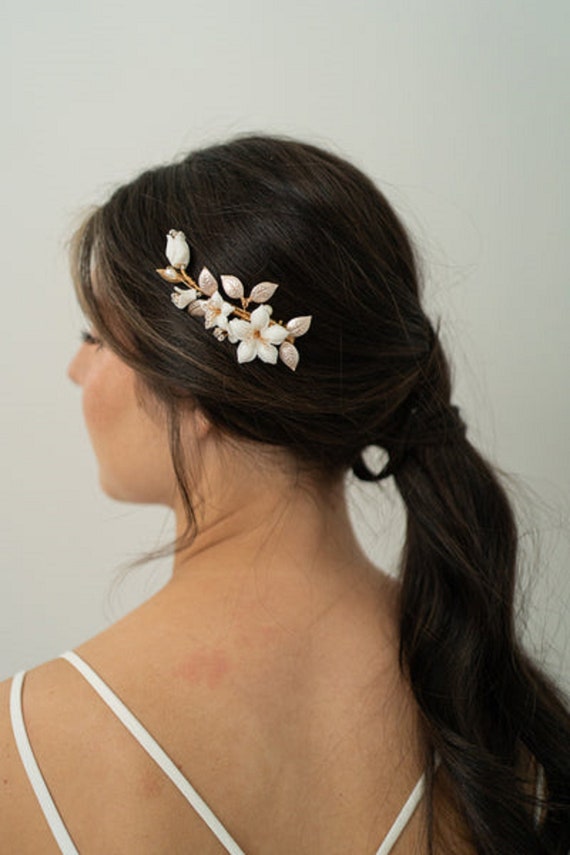 Handmade bridal hair clips Amazon.com : Teyglen Bridal Wedding Flower Rhinestone Hair  main image 4
