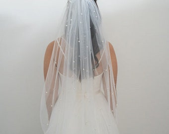 PEARL BOW VEIL - Velo con peine, Velo de arco de perla con peine, Precioso velo de boda, Impresionante velo de perla, Velo para boda, Velo para regalo nupcial