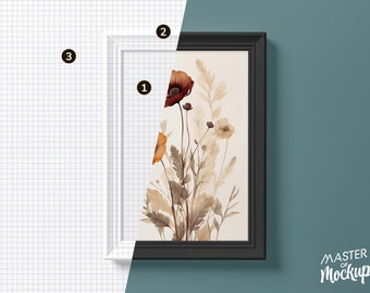 Verticale Frame Mockup DIGITALE DOWNLOAD Witte minimalistische Frame Mockup Perfect voor Print on Demand Digitale bestanden Naadloze PSD Mockups Leeg