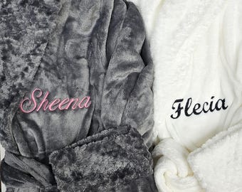 Custom Embroidered Bathrobe with Name or Logo | Plush Personalized Robe, Spa Robe, Wedding Party Gift, Business & Hotel Robes
