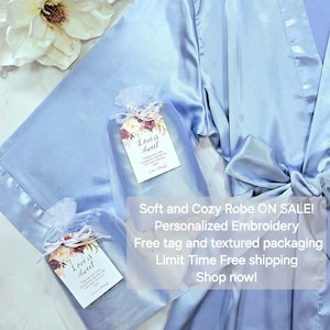 Bridal Robe, Bridesmaids Robes, Robes,Personalized Robe,Embroidered Robe,Silk Robes, Bridesmaids Gifts,DustyBlue,Wedding Robes, Party Robe