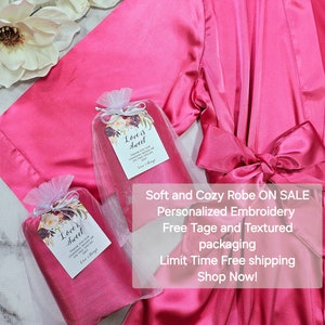 Personalized Satin Bridesmaid Robe: Embroidered Wedding Party Gift