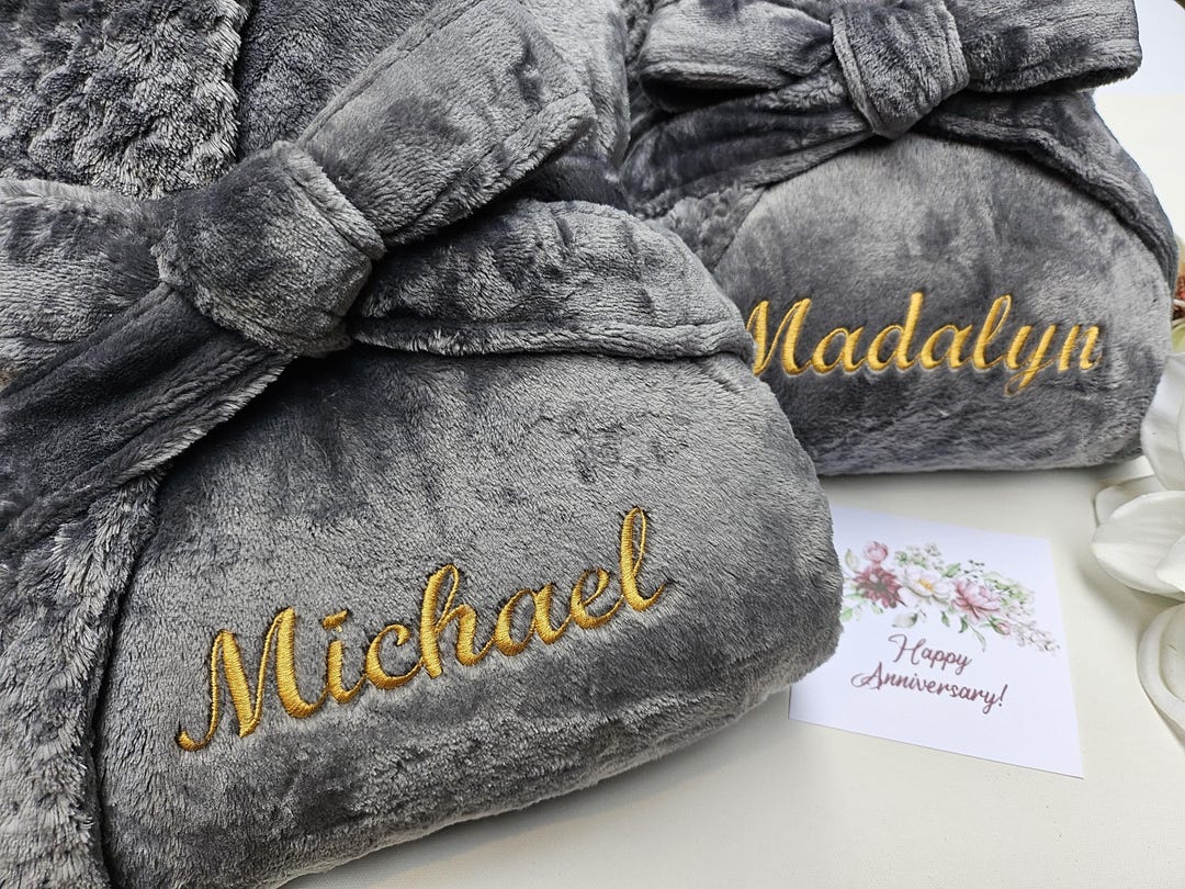 Plush Robe Pattern Set of 2 Personalized Plush Robes: Embroidered Spa Wedding Robes - Etsy