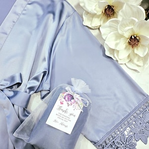 Embroidered Robes,Personalized Silk Robes,Bridal Robe, Bridesmaids Robes, Floral Robe,Lace Robe, Bridesmaids Gifts,Wedding, DustyBlue Robe