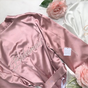 Personalized Satin Bridesmaid Robe: Embroidered Wedding Party Gift