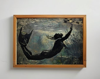 Hermoso tritón negro nadando bajo el agua / Descarga digital