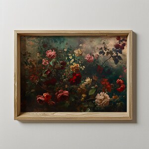 Still life painting of roses and flowers on dark background | Digital File Download