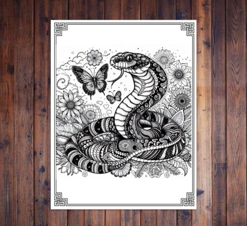Coloring Pages Snakes Adult Coloring Book Snakes Stress Relief Cute