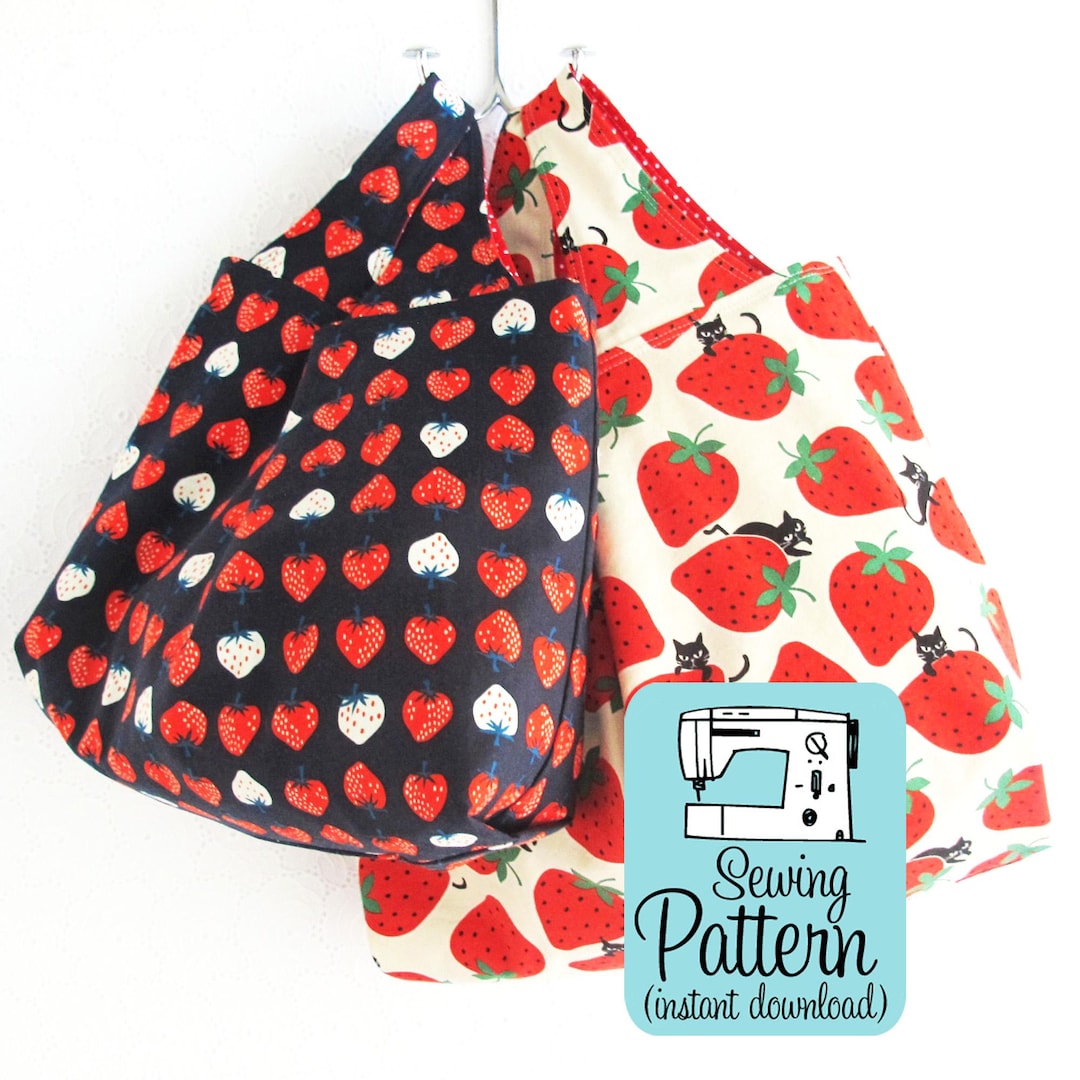 Grocery Bag Sewing Pattern PDF: Reversible Market Tote, 3 Sizes ...