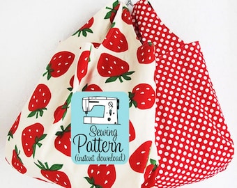 Grocery Bag PDF Sewing Pattern (Digital Delivery): Beginner friendly sewing project to make a grocery tote bag in three sizes.