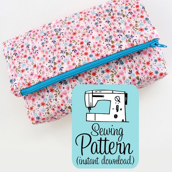 Fold-Over Clutch PDF Sewing Pattern | Foldover Clutch Purse Bag Pattern | Zip Top Project Bag Pouch Pattern